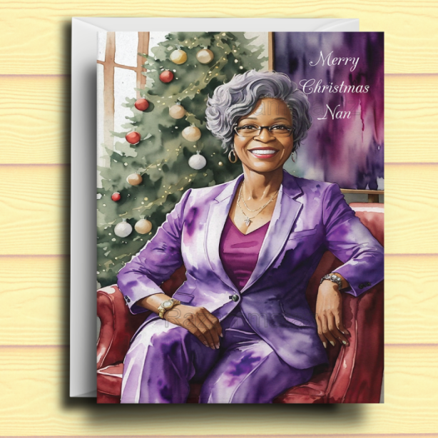 Black Woman W Christmas Card